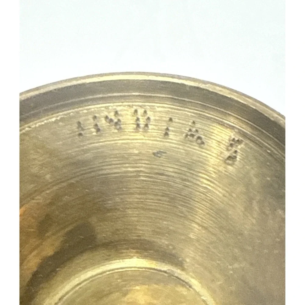 Vtg Etched Small Brass Cup/Apothecary Mortar/Ceremonial Chalice-India-2 1/8